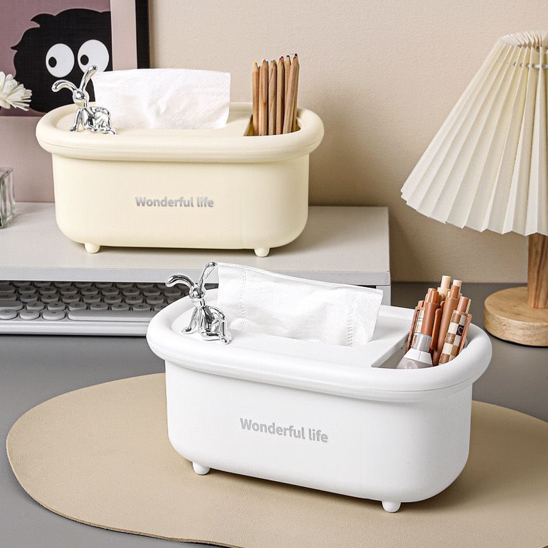 2in1 Creative Multipurpose Bunny Tissue Box with Cosmetics Holder