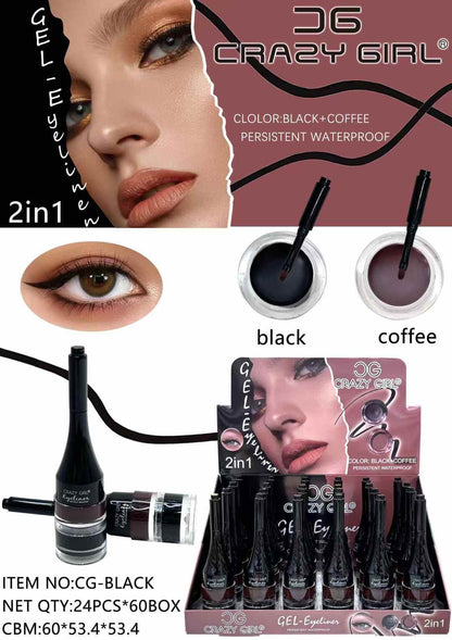 Crazy Girl Gel eyeliner 2 in 1, Black + Coffee Color