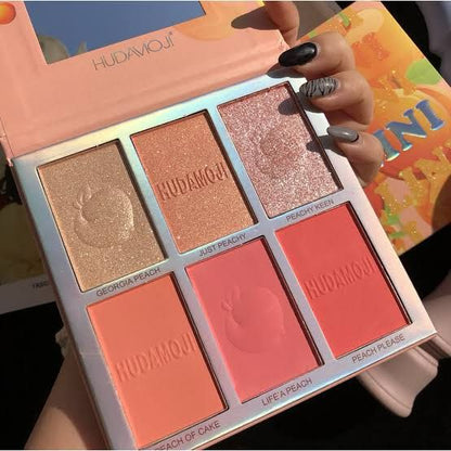 Hudamoji 6 in 1 Blush and Highlighter Palette