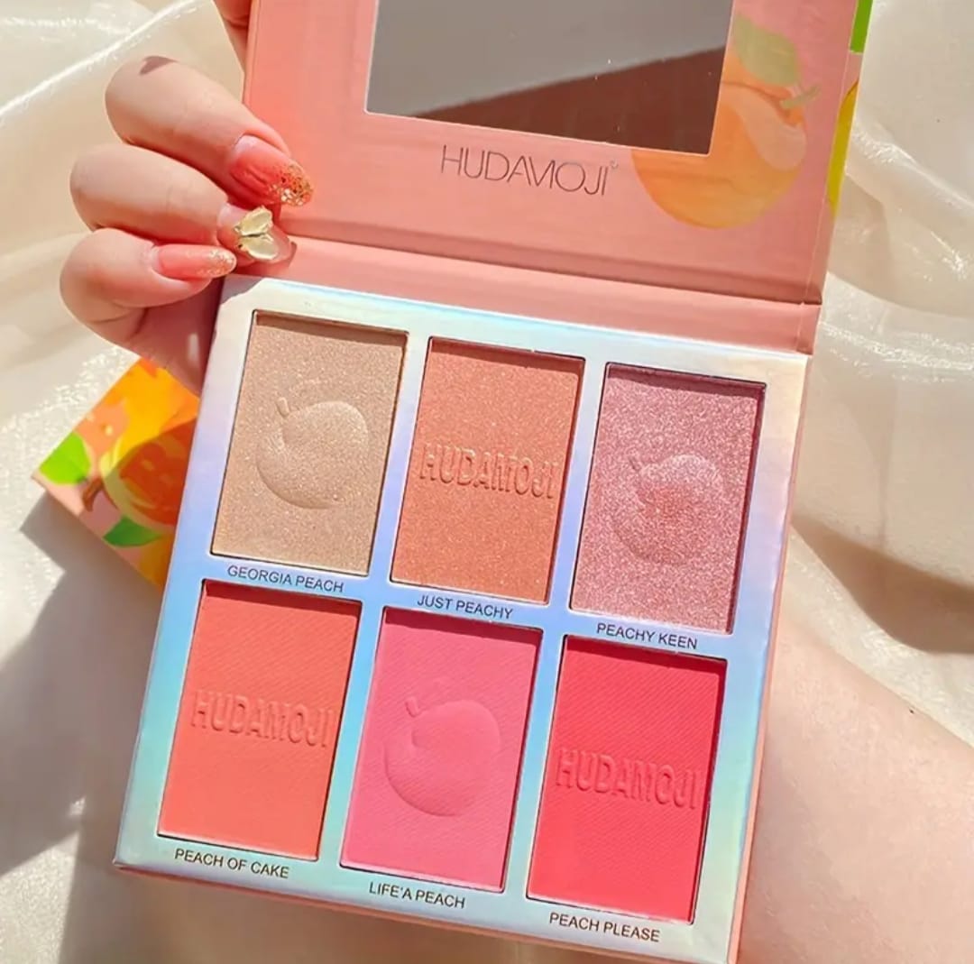 Hudamoji 6 in 1 Blush and Highlighter Palette