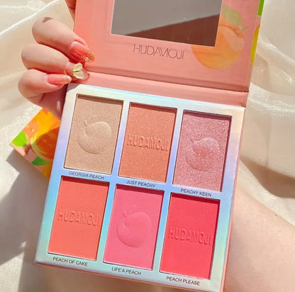 Hudamoji 6 in 1 Blush and Highlighter Palette
