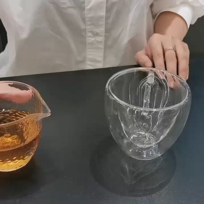 Heart Shaped Double Glass Wall Coffee Mug -  Heat Resistant - Drinkware