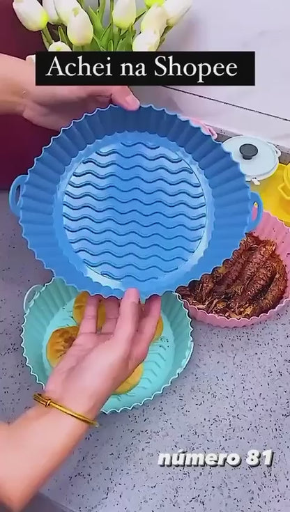 Air Fryer Plates/liners with handle, Reusable Silicone Air Fryer Liner