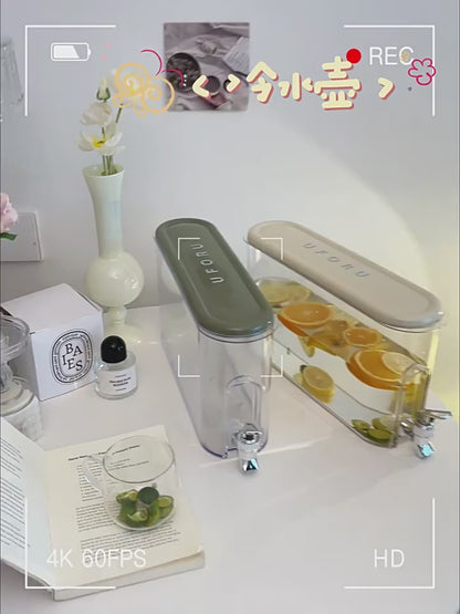Juice Container and Dispenser - 4 Liter, Cold Water Fridge Jug with Tap, Beverage Dispenser with Faucet