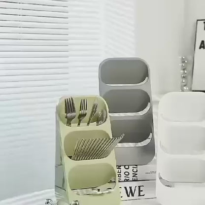 3-Layer Cutlery & Kitchen Tools Storage Rack – Vertical Knife, Spoon & Fork Organizer