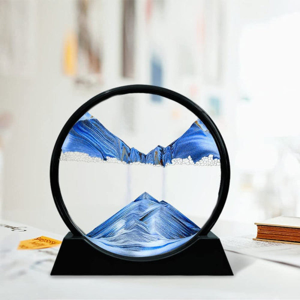 3D Moving Sand Art Lamp- Glass Sandscape in Motion Hourglass Moving Sand Frame Display Gift Home Decor
